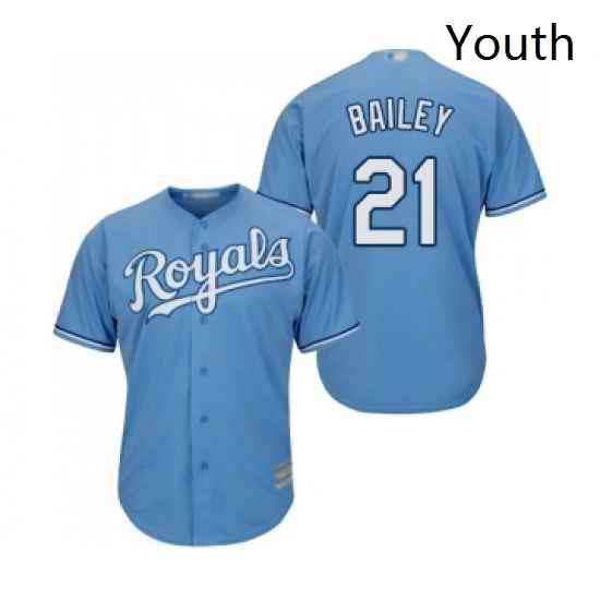 Youth Kansas City Royals 21 Homer Bailey Replica Light Blue Alternate 1 Cool Base Baseball Jersey